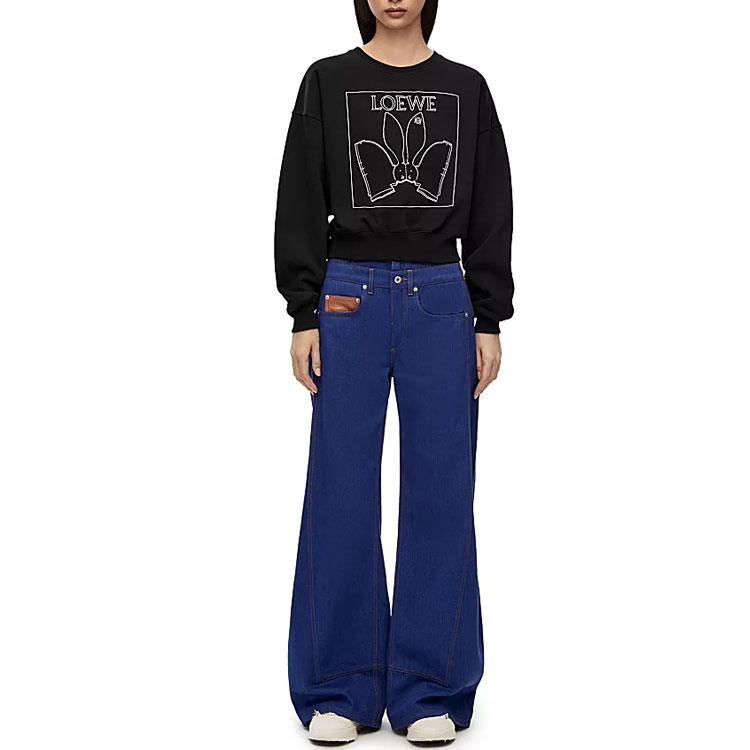 Lookbook (W) LOEWE 2023 春節兔子印花長袖黑色衛衣 S359Y24X24-1100
