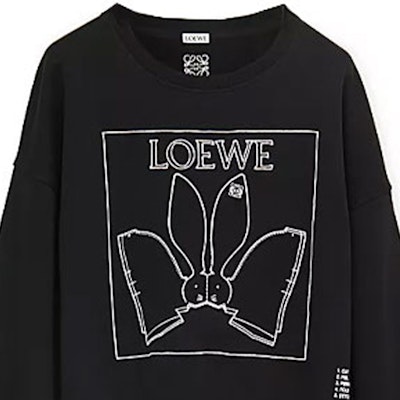 (Women) LOEWE SS23 Chinese New Year Rabbit Print Sweatshirt Black - Long Sleeve S359Y24X24-1100 Details for (Women) LOEWE SS23 Chinese New Year Rabbit Print Sweatshirt Black - Long Sleeve S359Y24X24-1100