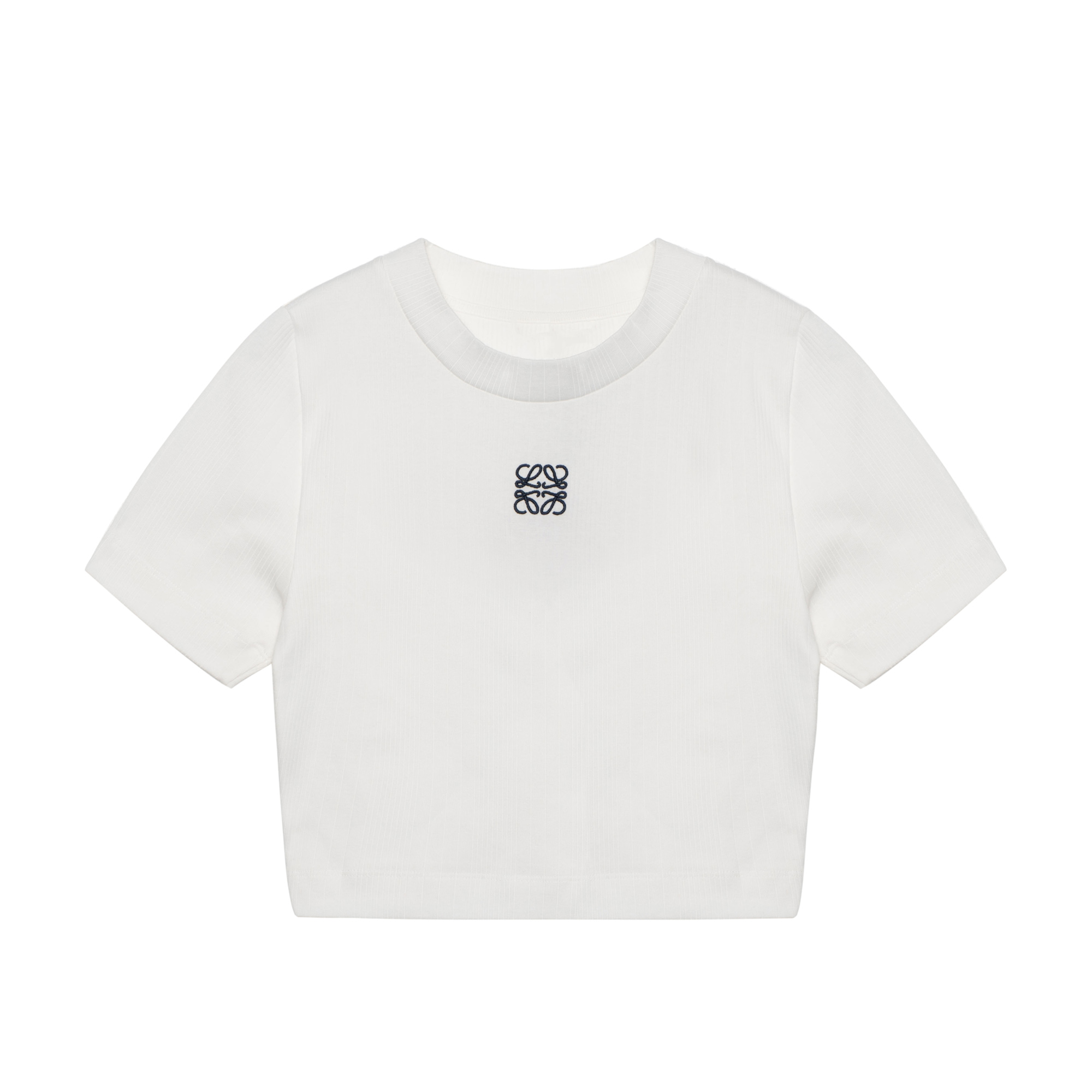 (Women) LOEWE SS23 Logo Print  Cropped White T-Shirt Fashion Show Collection S540Y07XCD-2100