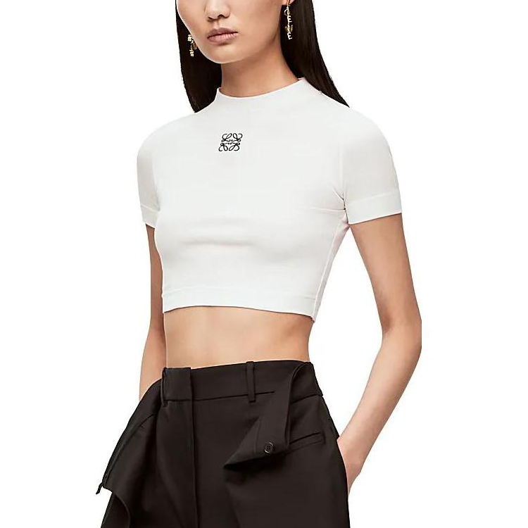 Purchase (W) LOEWE SS23 標誌印花白色短版T恤 時尚秀系列 S540Y07XCD-2100