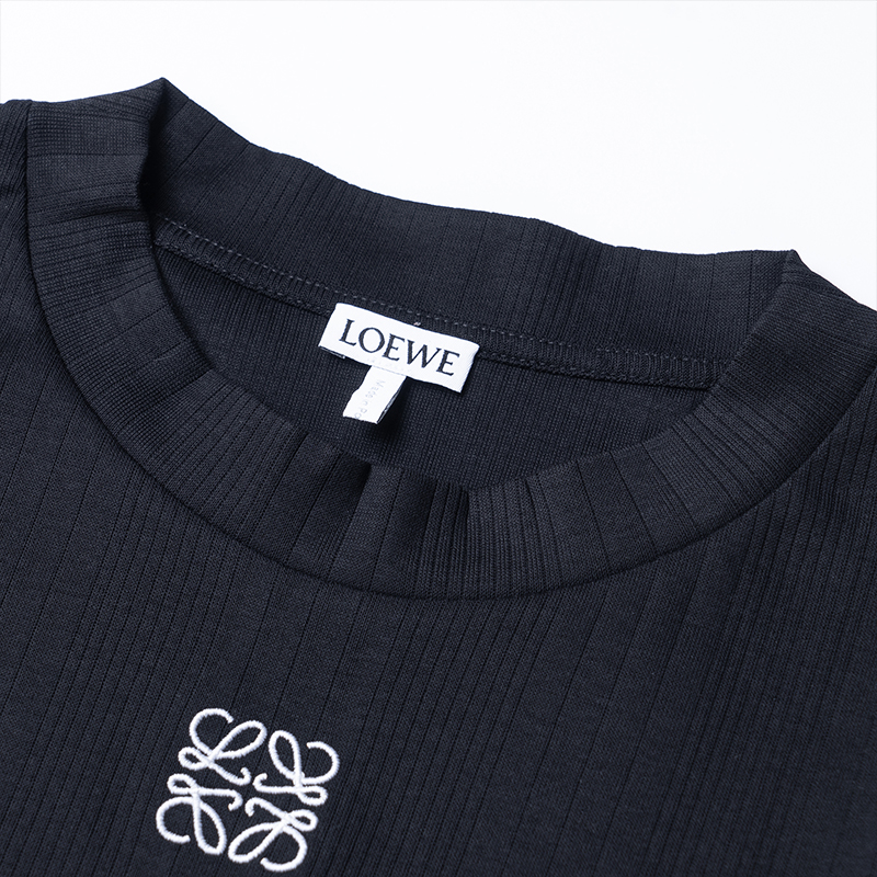 Purchase (W) LOEWE SS23 女款黑色LOGO印花短袖短版T恤 S540Y07XCD-1100