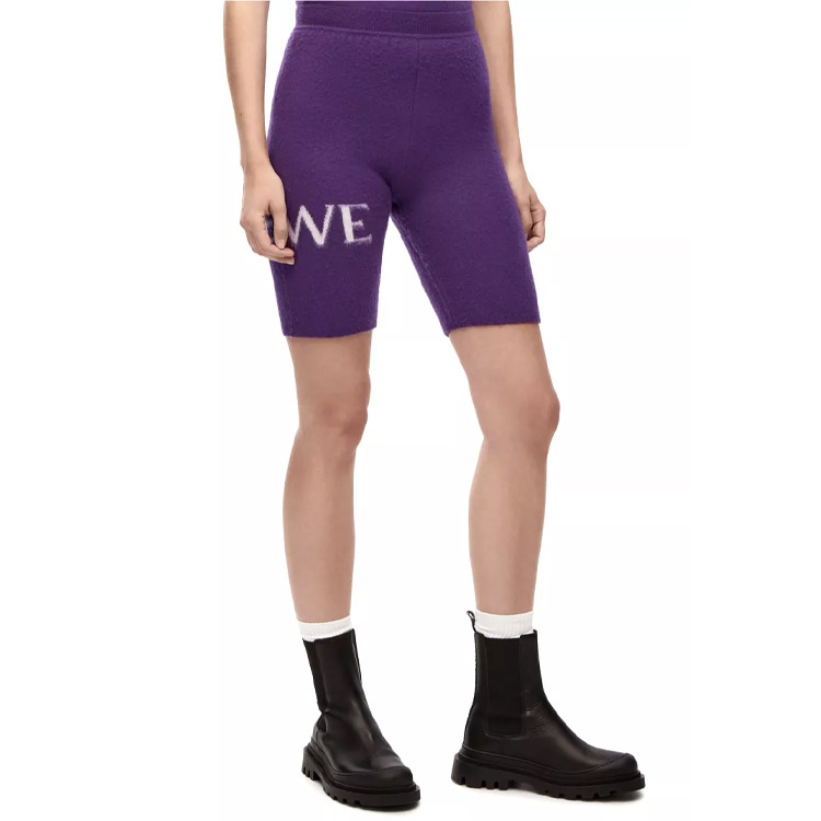 Shop (Women) LOEWE SS23 Monogram Jacquard High-Waist Slim Fit Shorts Women Purple S359Y17K73-6100