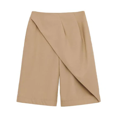 (Women) LOEWE SS24 Beige Wide-Leg Casual Zip Shorts. S540Y04XHL-2682