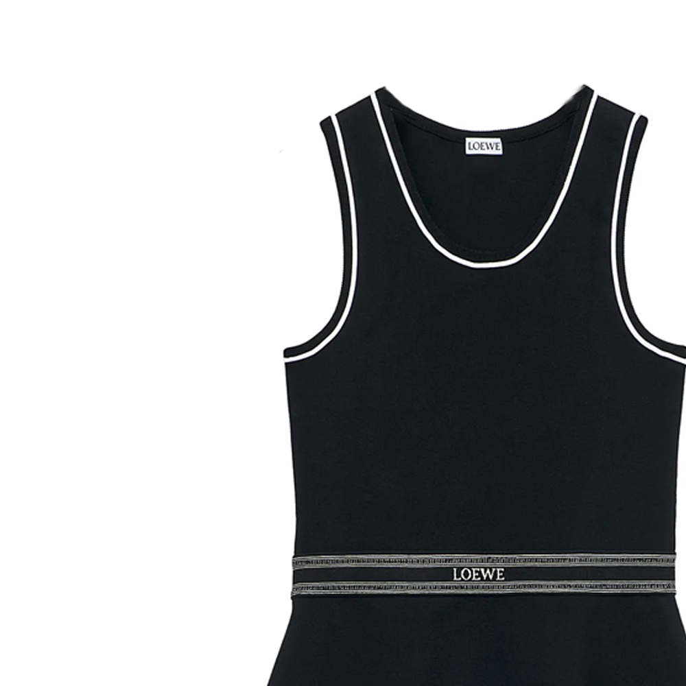 Purchase (Women) LOEWE SS24  Black Striped Jacquard Sleeveless Slim Fit Short Dress S359Y15K96-1100
