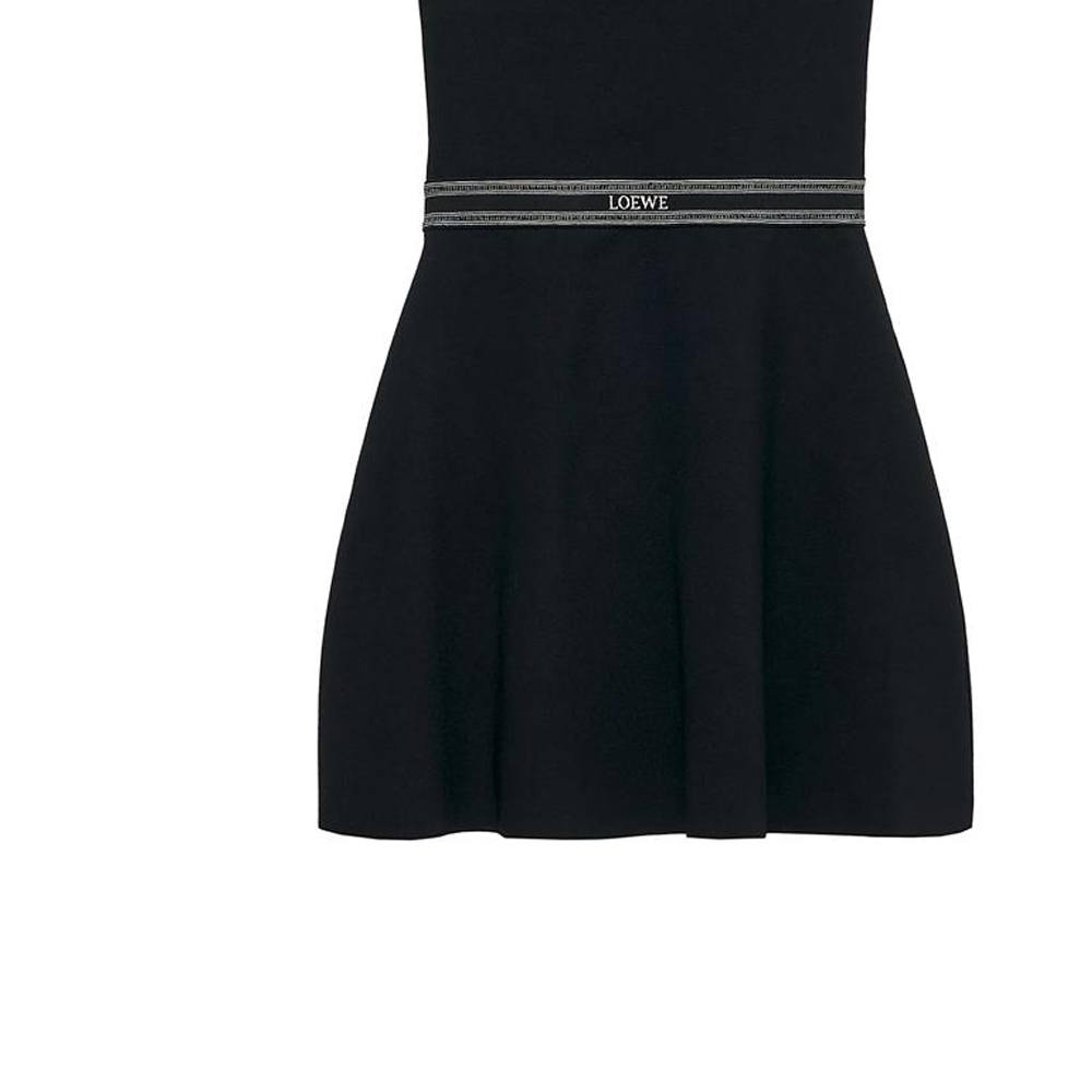 Sizing (Women) LOEWE SS24  Black Striped Jacquard Sleeveless Slim Fit Short Dress S359Y15K96-1100