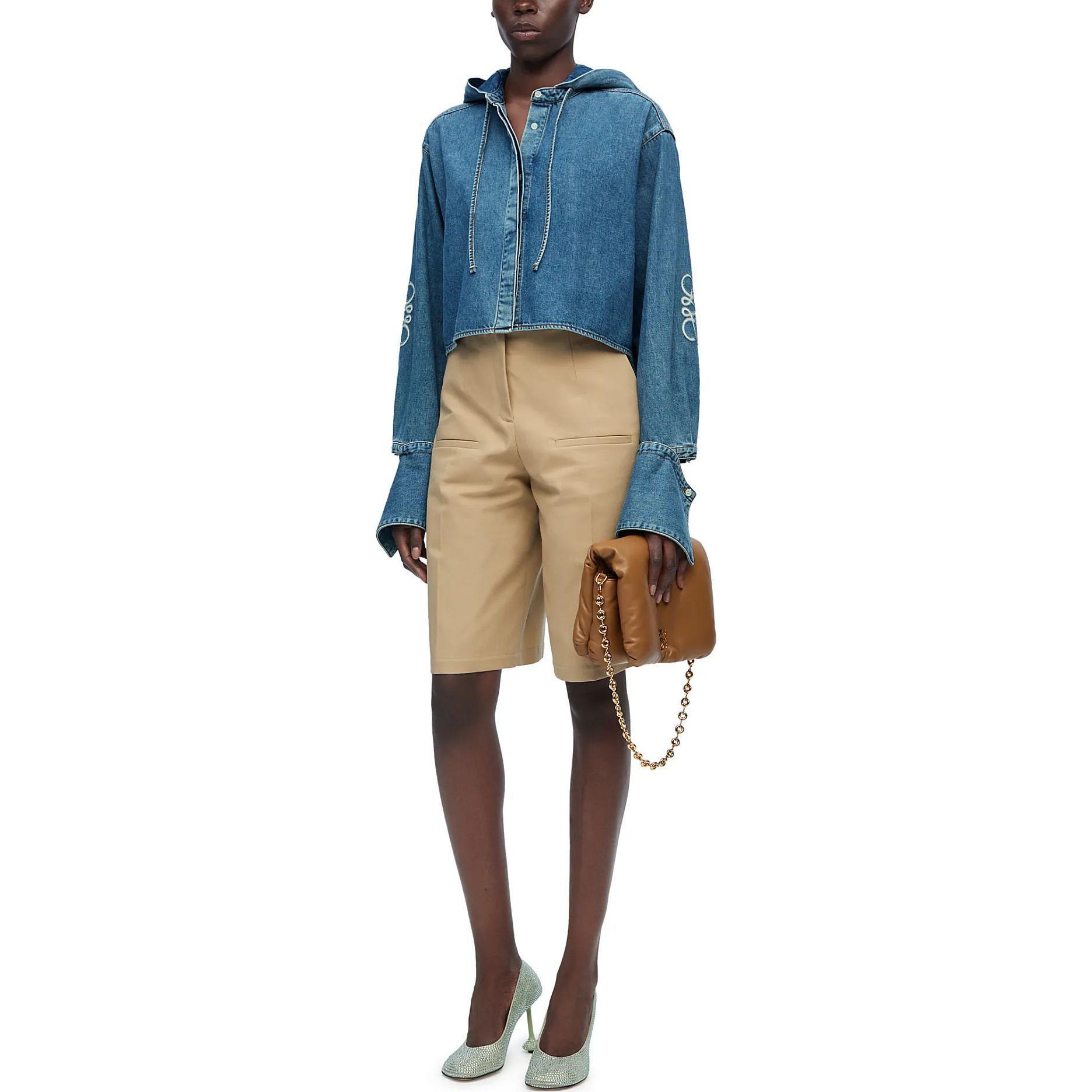 Lookbook (W) LOEWE SS24 Chaqueta Hoodie Denim Recortada con Cordón - Azul S359Y13X63-5320