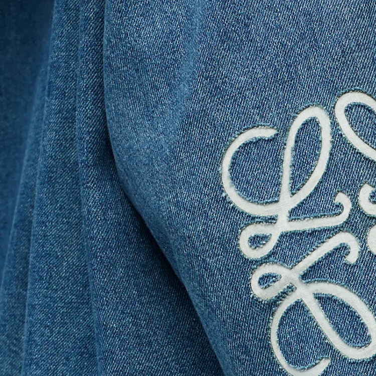 Shop (W) LOEWE SS24 Chaqueta Hoodie Denim Recortada con Cordón - Azul S359Y13X63-5320