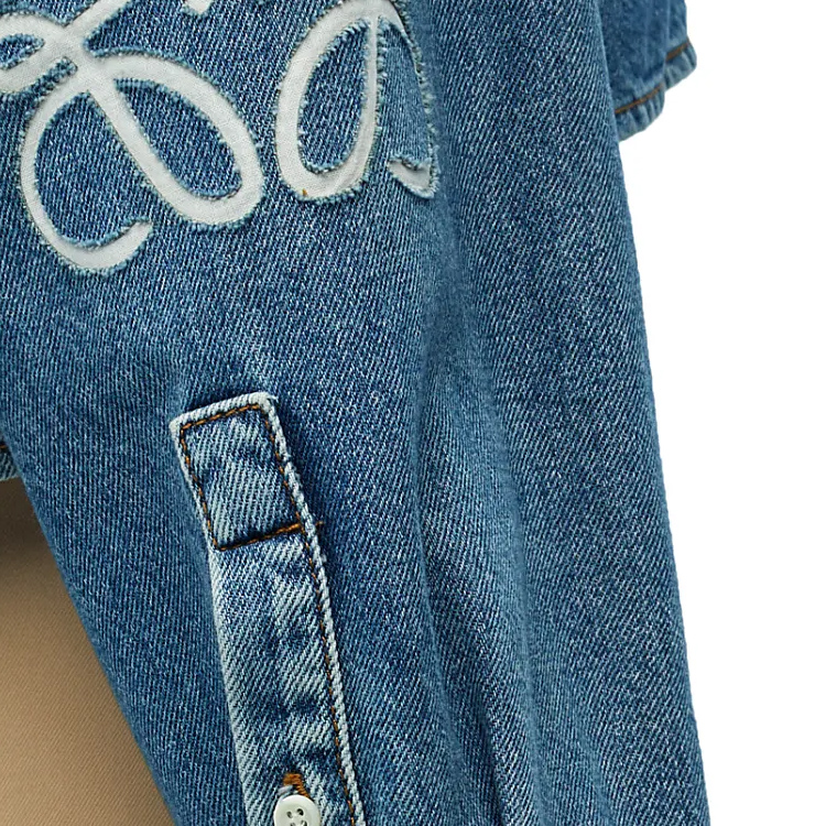 Purchase (W) LOEWE SS24 Chaqueta Hoodie Denim Recortada con Cordón - Azul S359Y13X63-5320