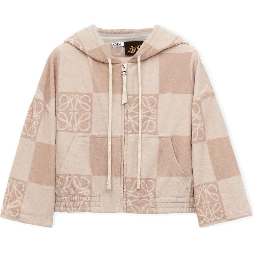 Order (W) LOEWE SS24 短版連帽外套植舊標誌 - 托斯卡尼米色 S616Y25X10-2240