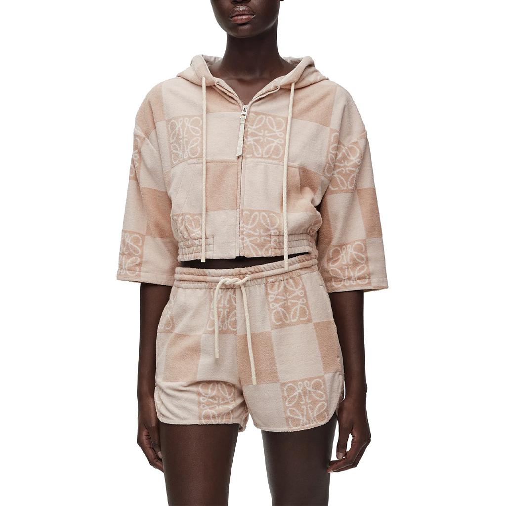 Shop (W) LOEWE SS24 短版連帽外套植舊標誌 - 托斯卡尼米色 S616Y25X10-2240