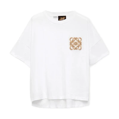 (Women) LOEWE SS24 Embroidered Oversized Crew Neck White T-Shirt. S616Y22X59-2100