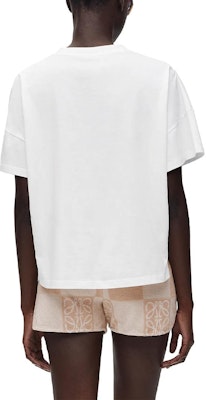 (W) ロエベ SS24 刺繍 オーバーサイズ クルーネック ホワイトTシャツ. S616Y22X59-2100 Purchase (W) ロエベ SS24 刺繍 オーバーサイズ クルーネック ホワイトTシャツ. S616Y22X59-2100