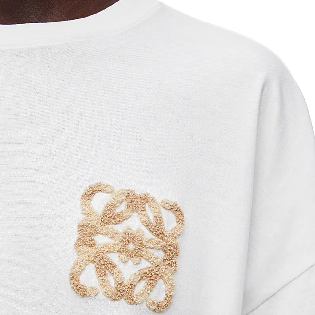 Details for (W) ロエベ SS24 刺繍 オーバーサイズ クルーネック ホワイトTシャツ. S616Y22X59-2100