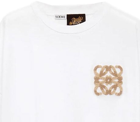 (W) ロエベ SS24 刺繍 オーバーサイズ クルーネック ホワイトTシャツ. S616Y22X59-2100 Sizing (W) ロエベ SS24 刺繍 オーバーサイズ クルーネック ホワイトTシャツ. S616Y22X59-2100