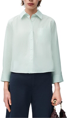 (W) LOEWE 2024春夏 綠白條紋長袖襯衫 S359Y05XCB-4102 Shop (W) LOEWE 2024春夏 綠白條紋長袖襯衫 S359Y05XCB-4102