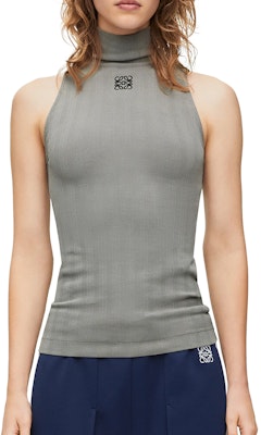 (W) LOEWE SS24 Gris Slim-Fit Top de Cuello Alto con Bordado de Logotipo. S359Y23X81-8594 Shop (W) LOEWE SS24 Gris Slim-Fit Top de Cuello Alto con Bordado de Logotipo. S359Y23X81-8594