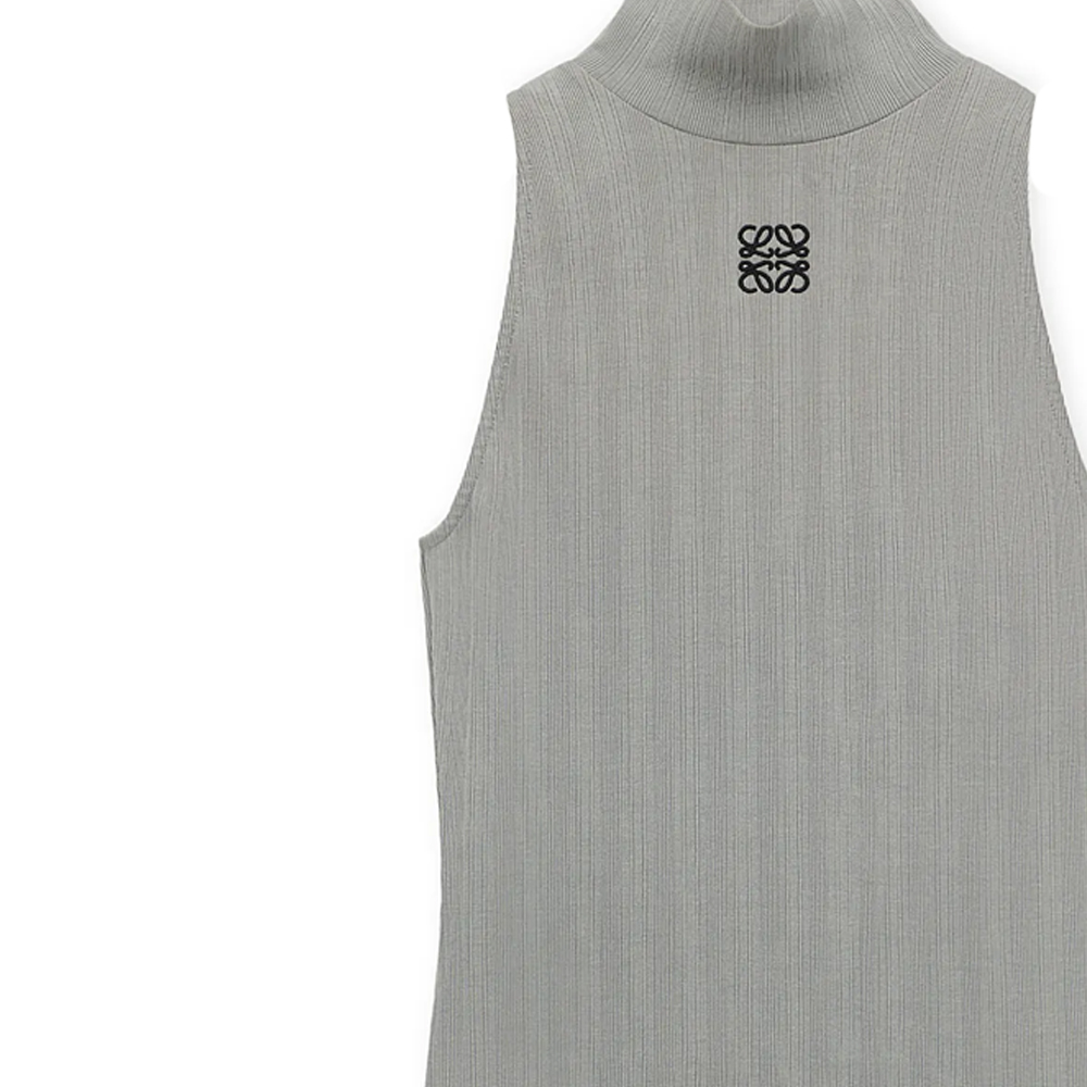 Sizing (W) LOEWE SS24 Gris Slim-Fit Top de Cuello Alto con Bordado de Logotipo. S359Y23X81-8594