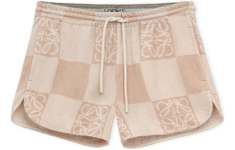 Order (Women) LOEWE SS24  Logo Check Print Drawstring Shorts - Tosca Beige. S616Y27X62-2240