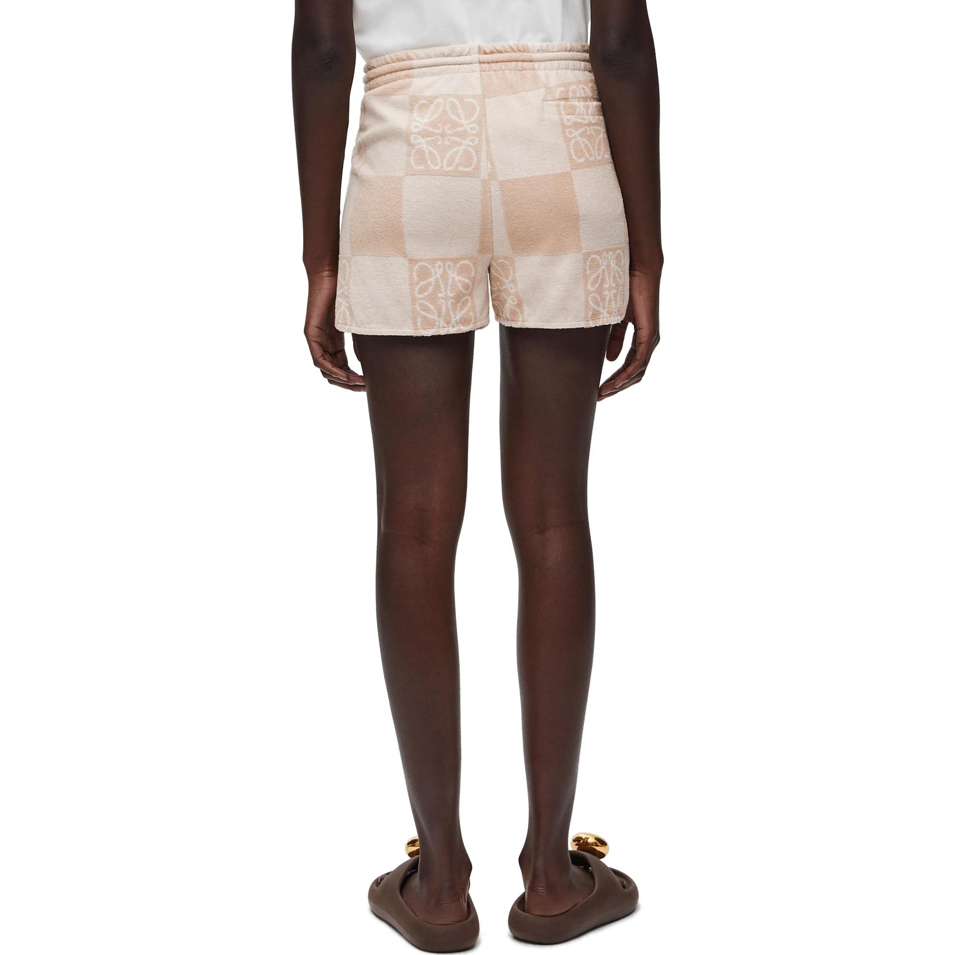 Shop (Women) LOEWE SS24  Logo Check Print Drawstring Shorts - Tosca Beige. S616Y27X62-2240
