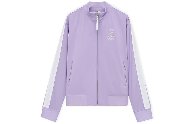 (Women) LOEWE SS24  Logo Embroidered Zip-Up Jacket in Light Lilac Purple. S359Y52X02-5877