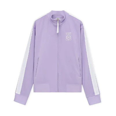 (Women) LOEWE SS24 Logo Embroidered Zip-Up Jacket in Light Lilac Purple. S359Y52X02-5877