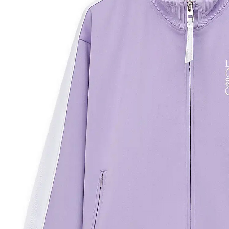 Details for (Women) LOEWE SS24  Logo Embroidered Zip-Up Jacket in Light Lilac Purple. S359Y52X02-5877