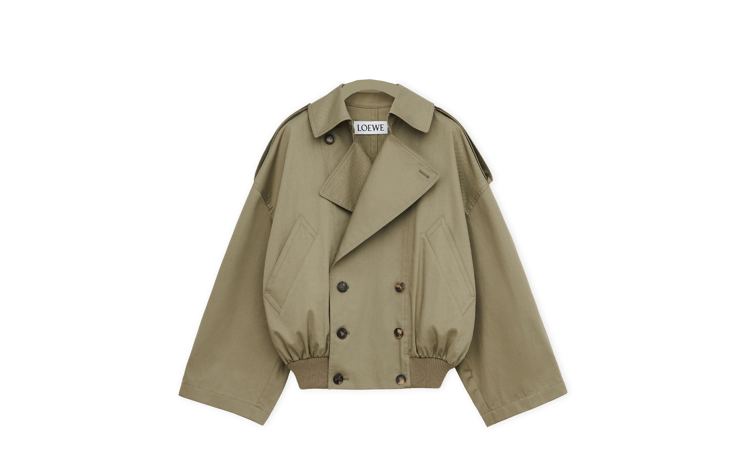 (Women) LOEWE SS24  Military Green Double-Breasted Short Jacket. S540Y02XAW-4430