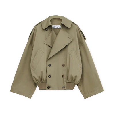 (Women) LOEWE SS24 Military Green Double-Breasted Short Jacket. S540Y02XAW-4430