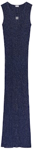 (W) 罗意威SS24海军蓝无袖针织连衣裙,徽标刺绣及侧开叉设计。 S359Y15KA2-5120 Order (W) 罗意威SS24海军蓝无袖针织连衣裙,徽标刺绣及侧开叉设计。 S359Y15KA2-5120
