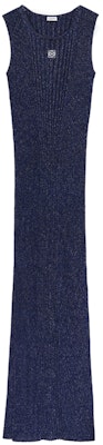 (Women) LOEWE SS24 Navy Sleeveless Knit Dress with Logo Embroidery and Side Slits. S359Y15KA2-5120 Order (Women) LOEWE SS24 Navy Sleeveless Knit Dress with Logo Embroidery and Side Slits. S359Y15KA2-5120