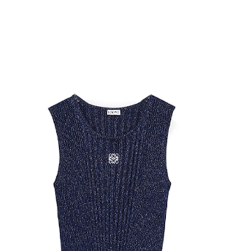 Purchase (W) 罗意威SS24海军蓝无袖针织连衣裙，徽标刺绣及侧开叉设计。 S359Y15KA2-5120