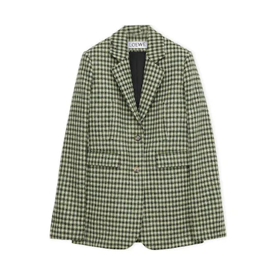 (Women) LOEWE SS24 Slim-Fit Plaid Single-Breasted Jacket Multicolor S540Y03XAB-8532