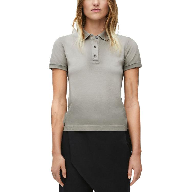 Shop (W) ロエベ SS24 ソリッド ボタンアップ 半袖 ポロシャツ クールグレー。 S540Y23X36-5942