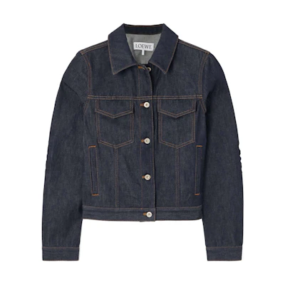 (Women) LOEWE SS24 Solid Color Denim Jacket Long Sleeve Blue S359Y50X59-2834