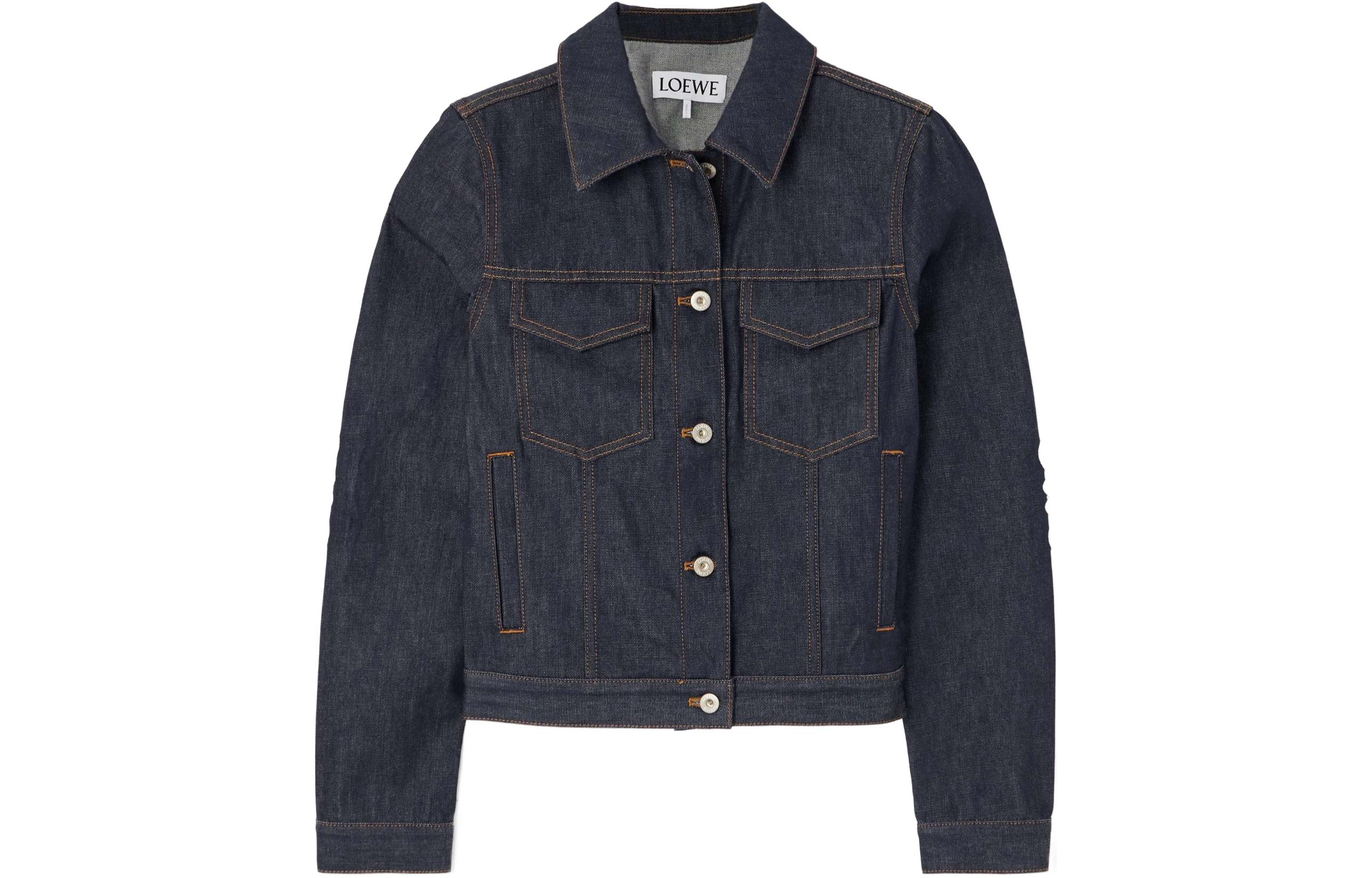 Order (W) ロエベ SS24 ソリッドカラー デニムジャケット 長袖 ブルー S359Y50X59-2834