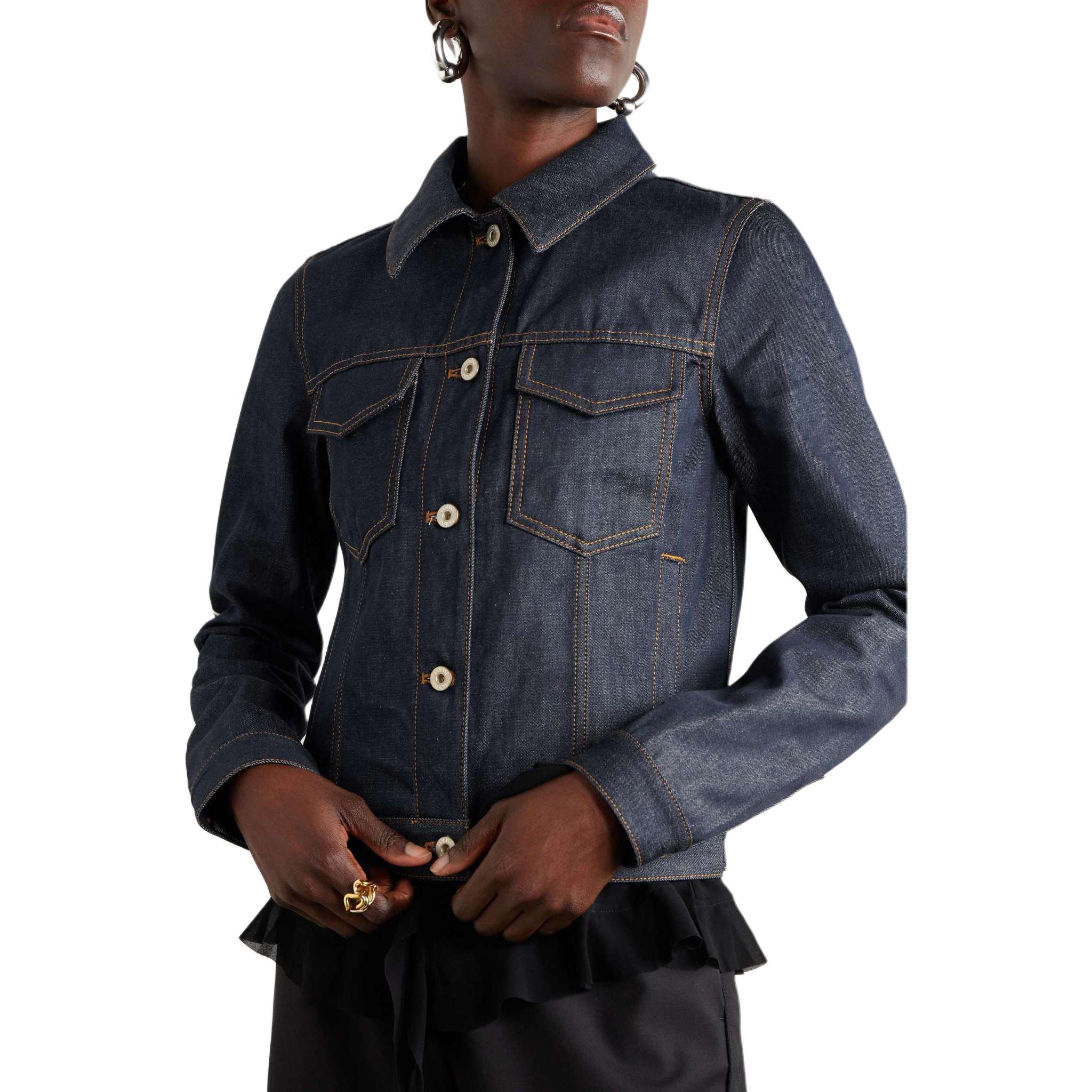 Lookbook (W) ロエベ SS24 ソリッドカラー デニムジャケット 長袖 ブルー S359Y50X59-2834