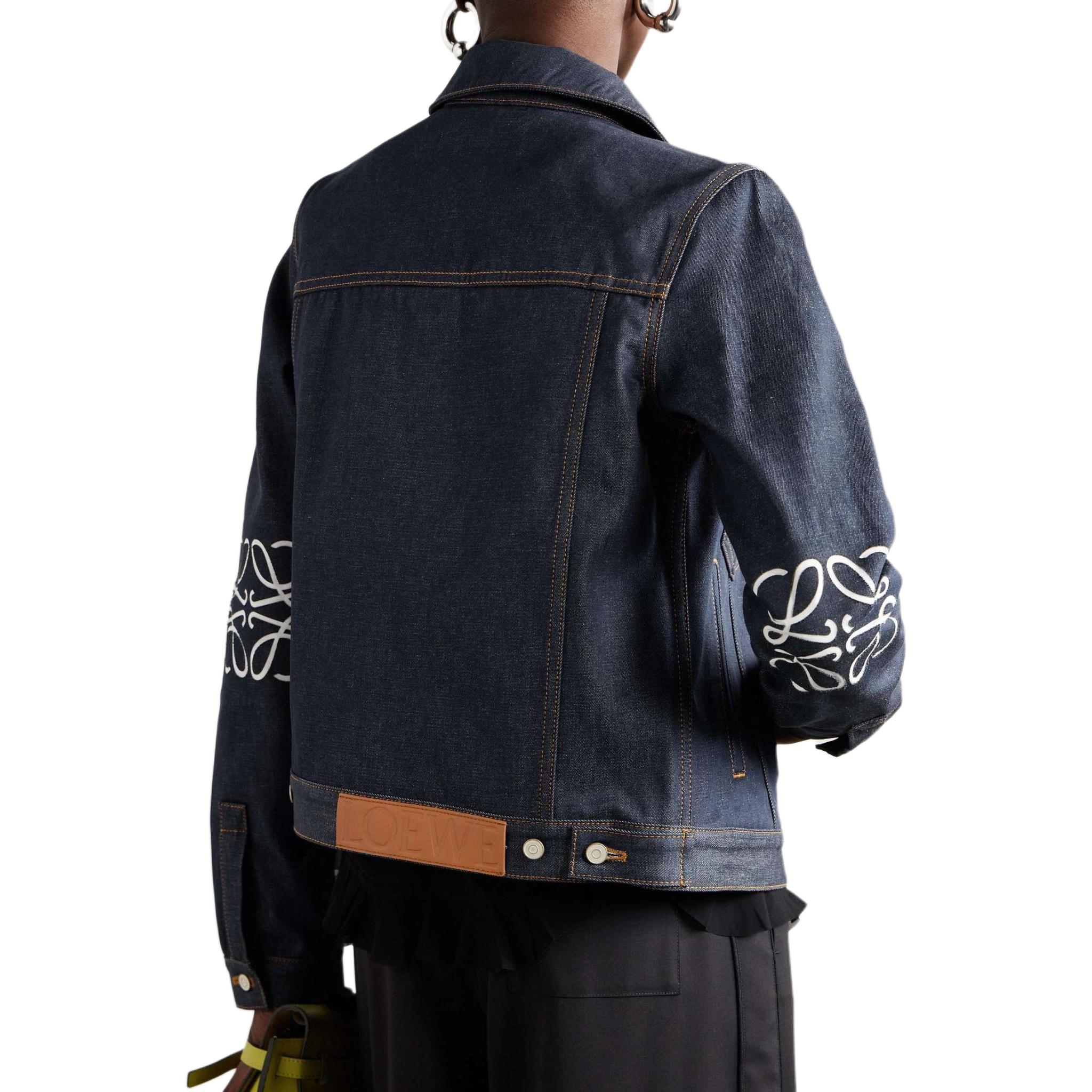 Shop (W) ロエベ SS24 ソリッドカラー デニムジャケット 長袖 ブルー S359Y50X59-2834