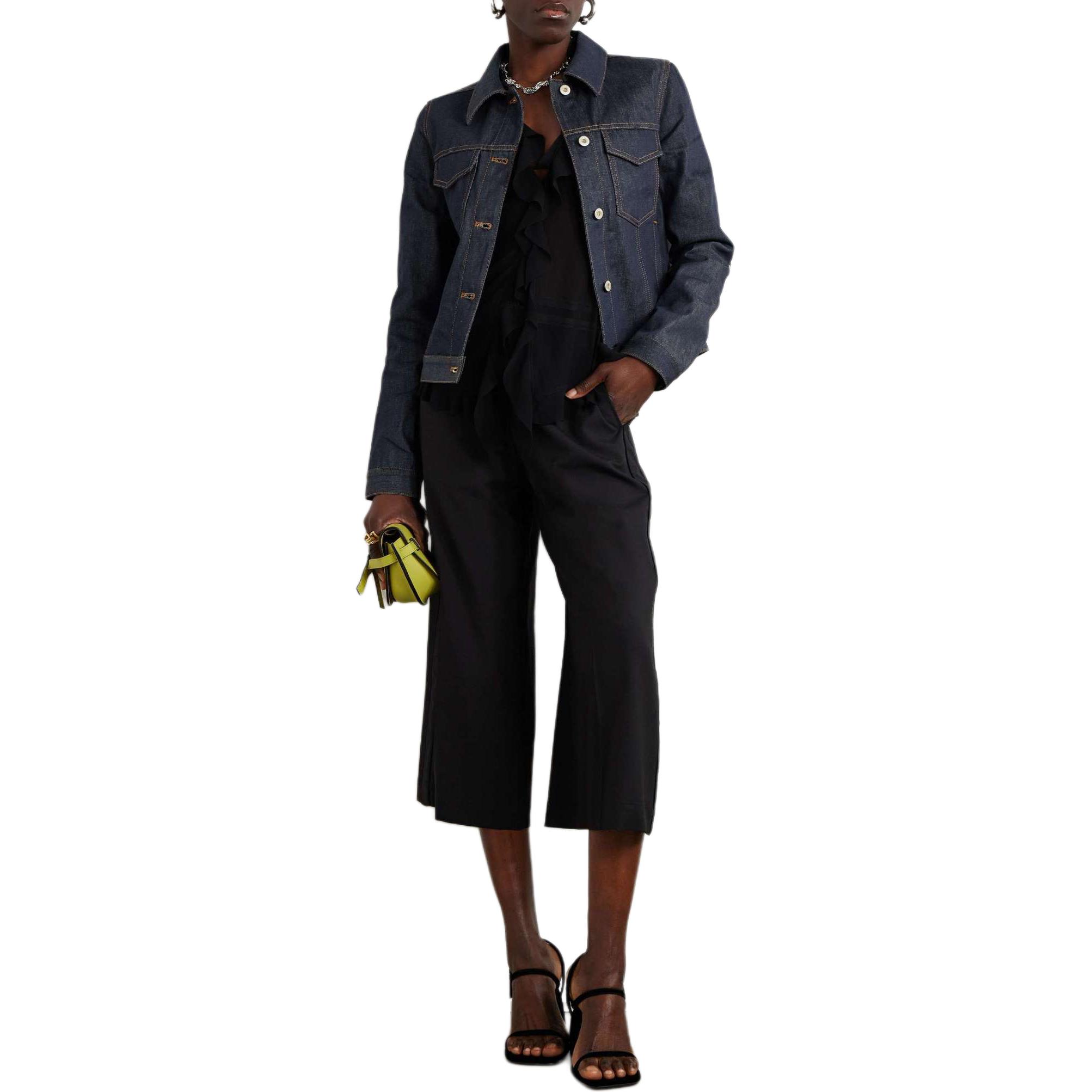 Purchase (W) ロエベ SS24 ソリッドカラー デニムジャケット 長袖 ブルー S359Y50X59-2834