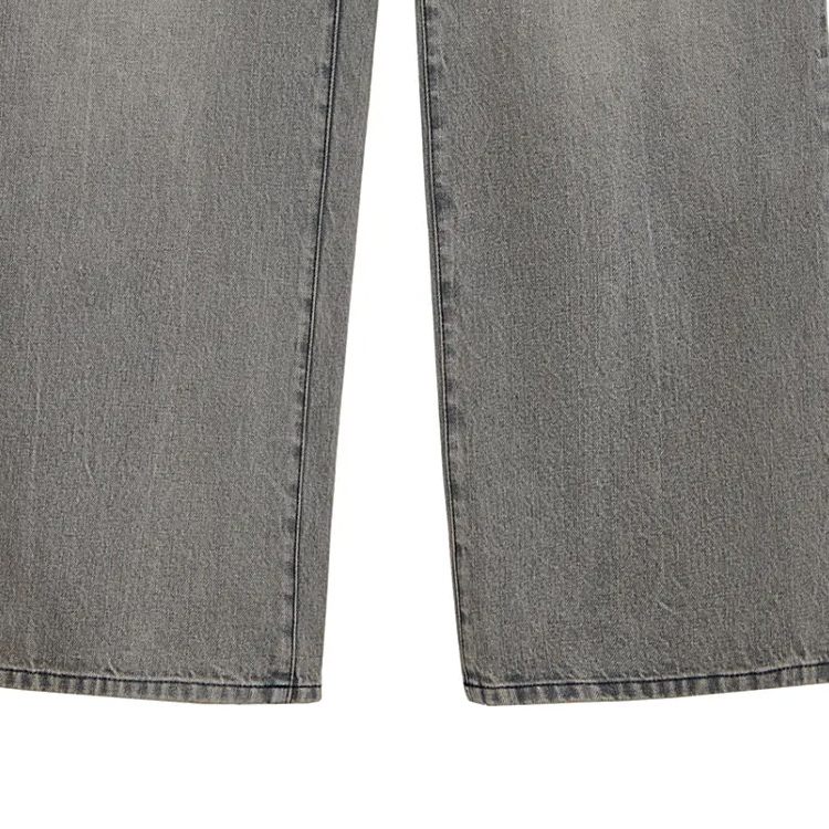 Sizing (W) ロエベ SS24 ウォッシュド ハイウエスト ルーズ ボタン ジーンズ グレー S540Y11X75-1440