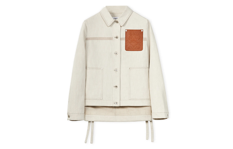 Order (W) LOEWE SS24 白色花飾領單排扣休閒外套. S359Y02XB7-2370