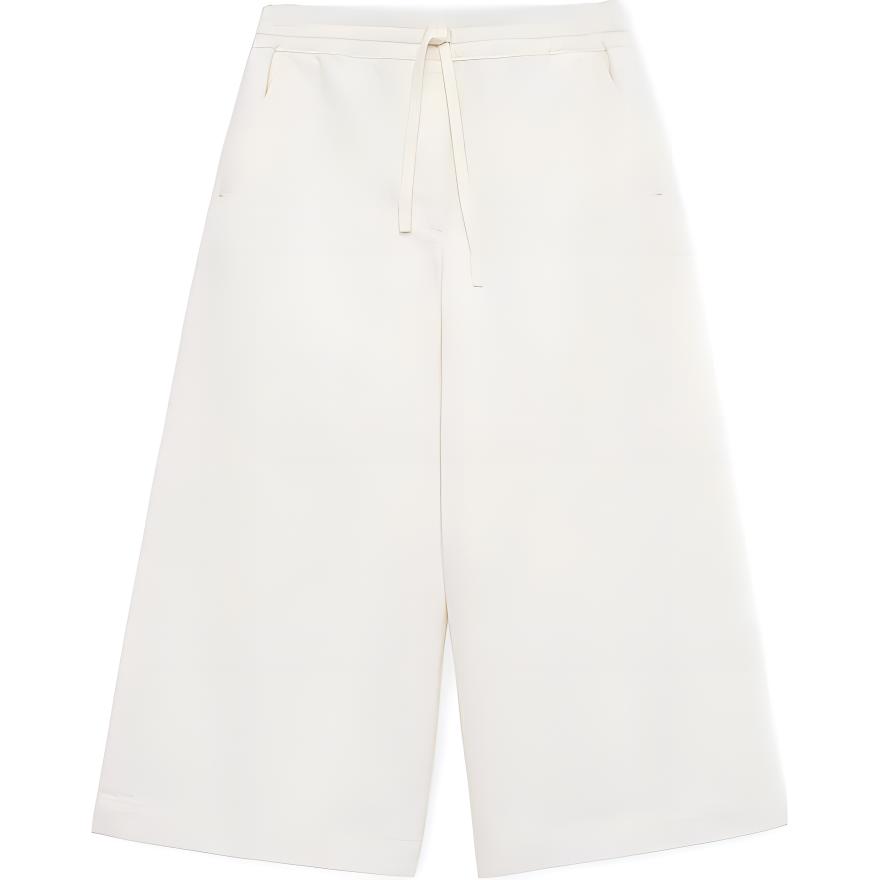 (Women) LOEWE SS24  White Cropped Relaxed Pants with Embroidery Details. S616Y11X37-2100