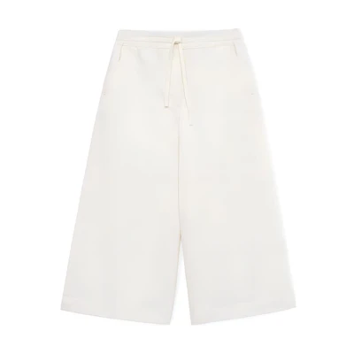 (Women) LOEWE SS24 White Cropped Relaxed Pants with Embroidery Details. S616Y11X37-2100