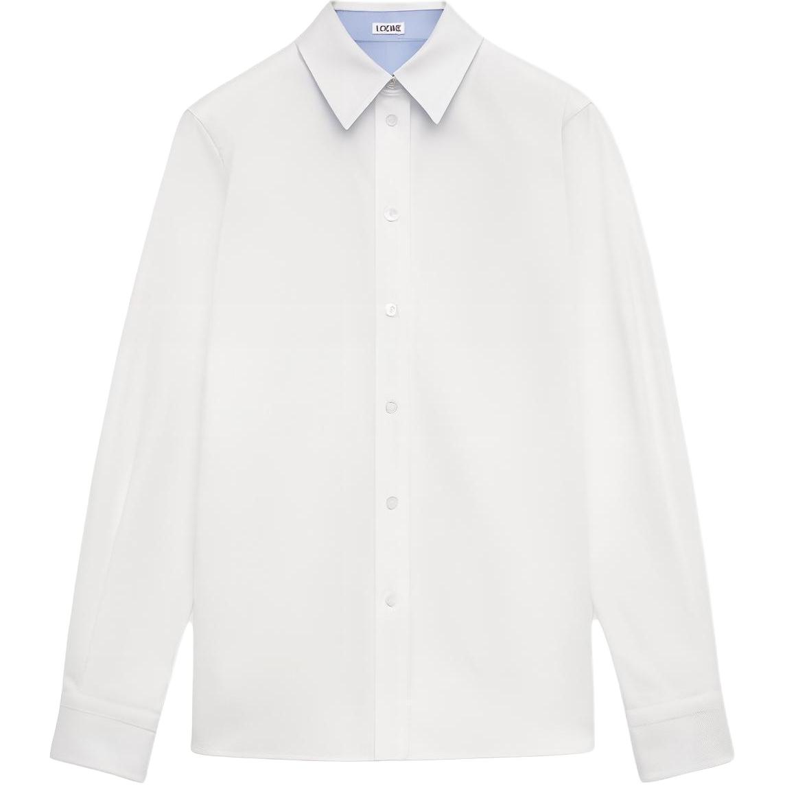 (Women) LOEWE SS24  White Shirt with Embroidered Logo and Pointed Collar. S540Y05X97-2100