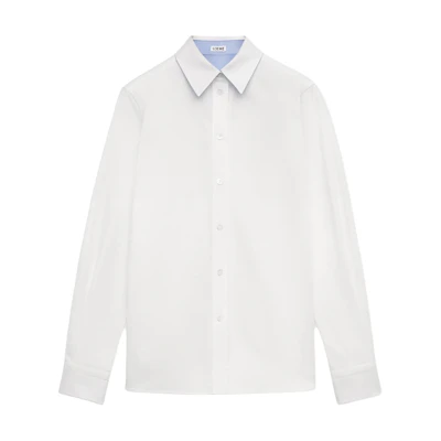 (Women) LOEWE SS24 White Shirt with Embroidered Logo and Pointed Collar. S540Y05X97-2100