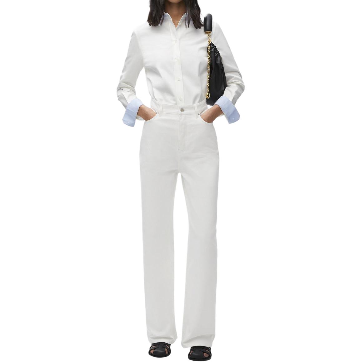 Lookbook (W) ロエベ SS24 刺繍ロゴ付きホワイトシャツ ポイントカラー付き. S540Y05X97-2100