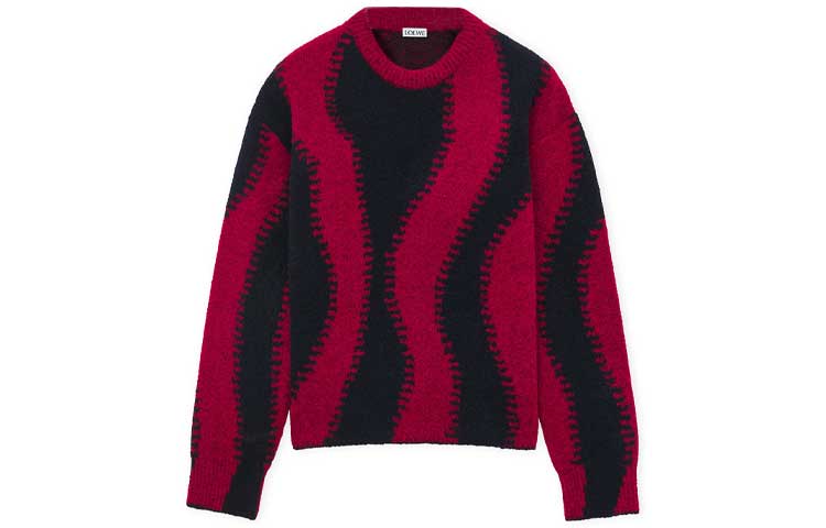 (Women) LOEWE SS24 Jacquard Knit Oversized Crewneck Sweater Red - S359Y14KEL-5114