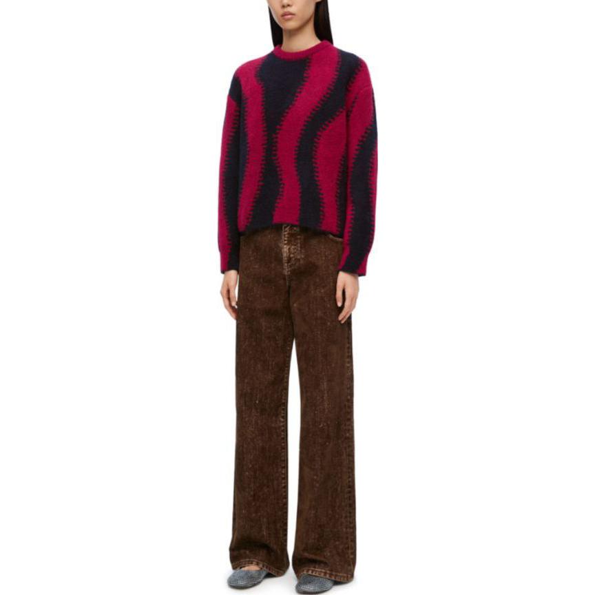 Purchase (W) LOEWE SS24 Jacquard Knit Crewneck Oversized Sweater Merah S359Y14KEL-5114