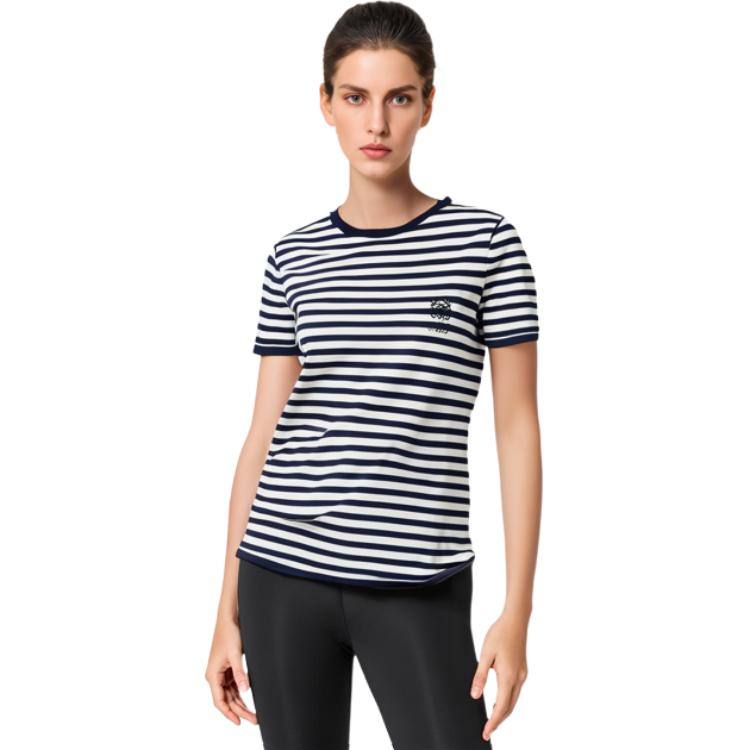 Shop (W) LOEWE SS24 海軍藍條紋修身短袖T恤。 S359Y22X55-4933