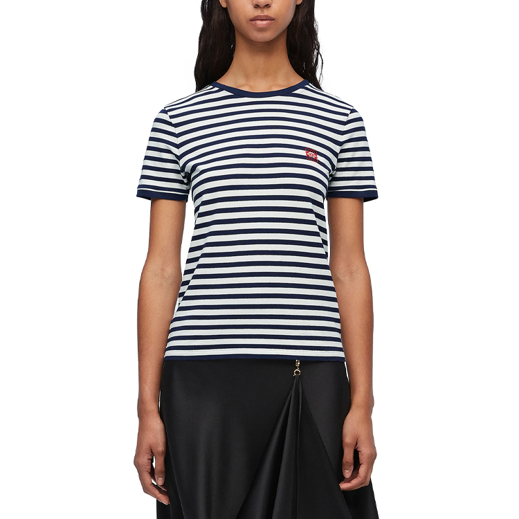Purchase (W) LOEWE SS24 海軍藍條紋修身短袖T恤。 S359Y22X55-4933