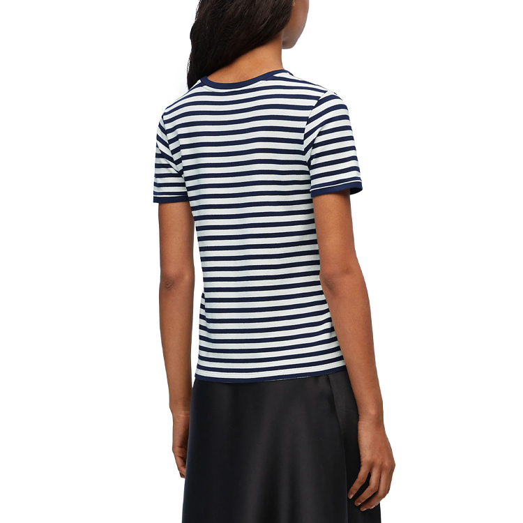 Details for (W) LOEWE SS24 海軍藍條紋修身短袖T恤。 S359Y22X55-4933